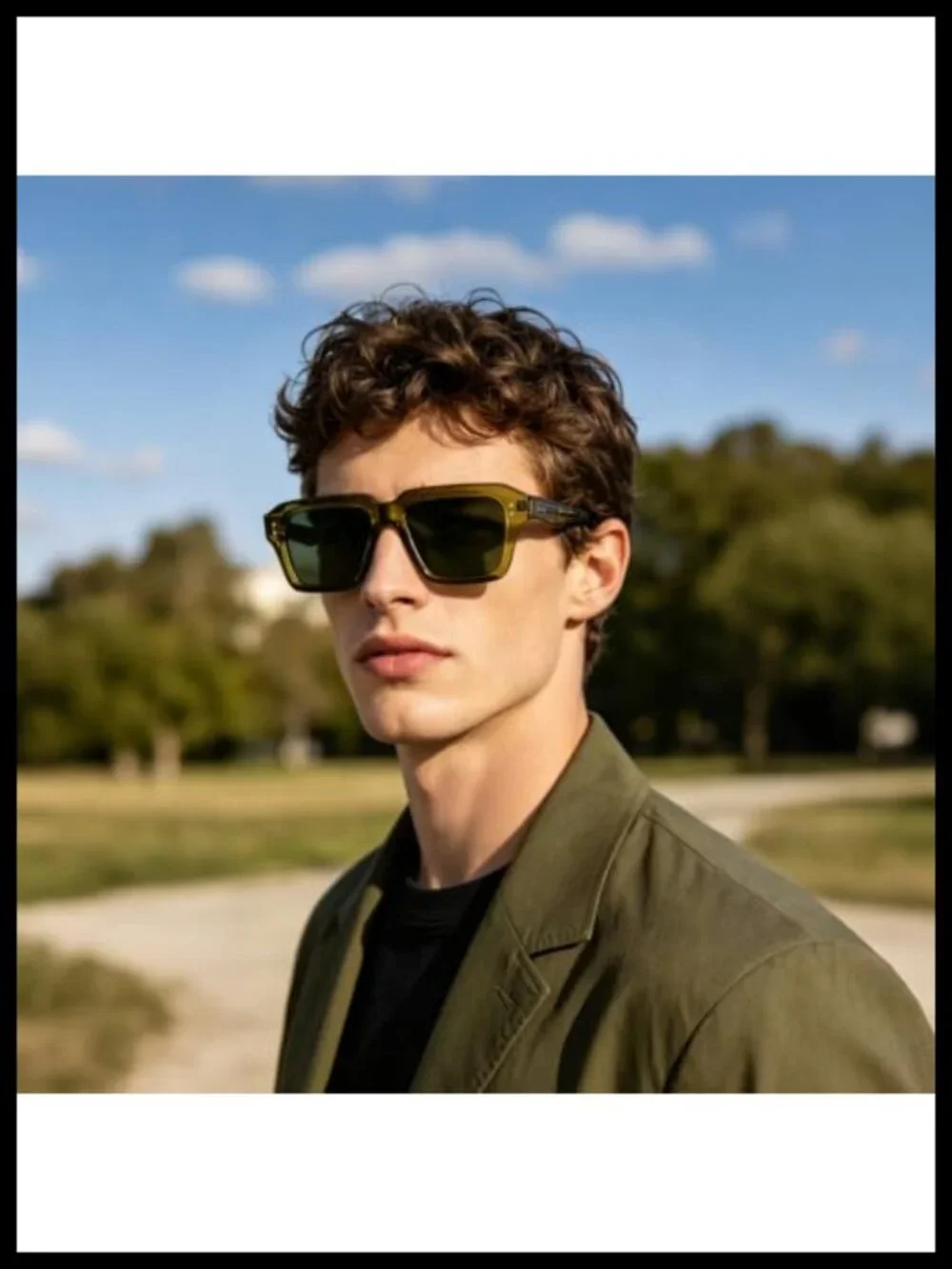 Retro Oversized Thick Square Sunglasses Men UV Protection